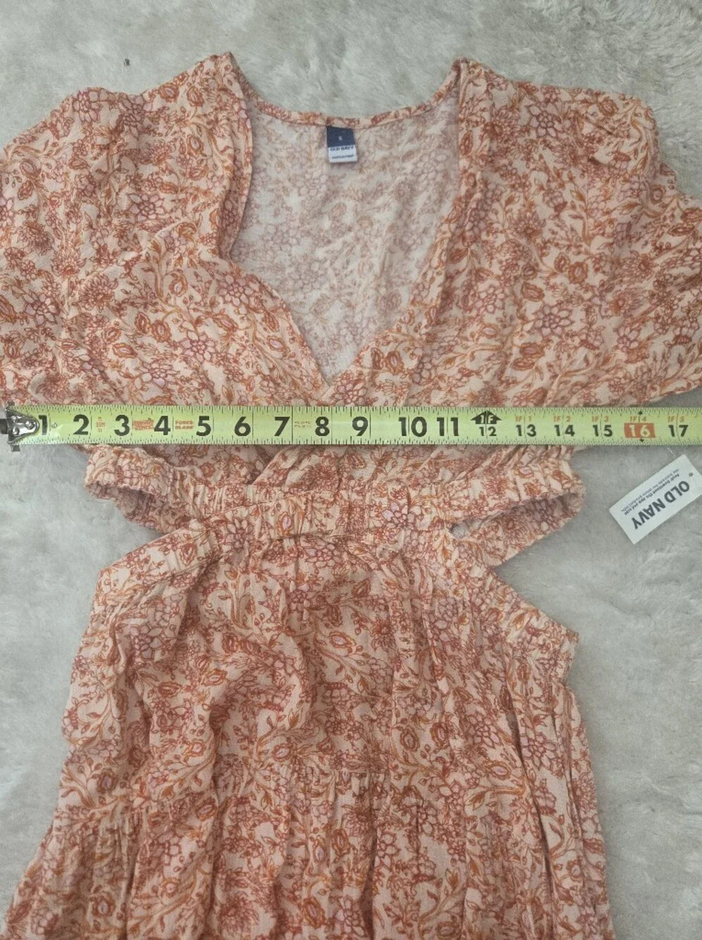 Old Navy Orange Floral Side Cutout Boho Chic Cottagecore Prairie Maxi Dress, S